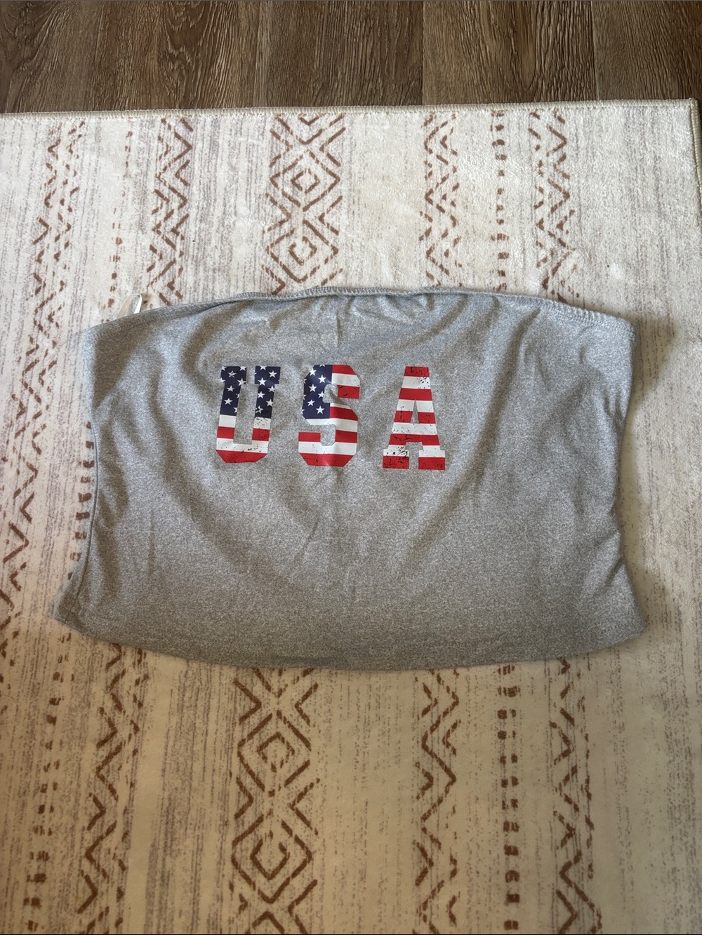 SHEIN Gray Strapless Tube Top with USA Flag Graphic